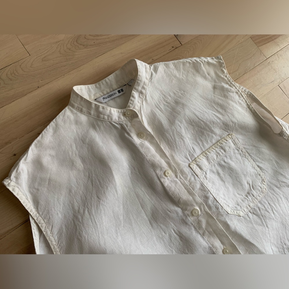 JW Anderson x Uniqlo - Linen Sleeveless Long Shirt Dress Cream | oversized - Picture 5 of 9